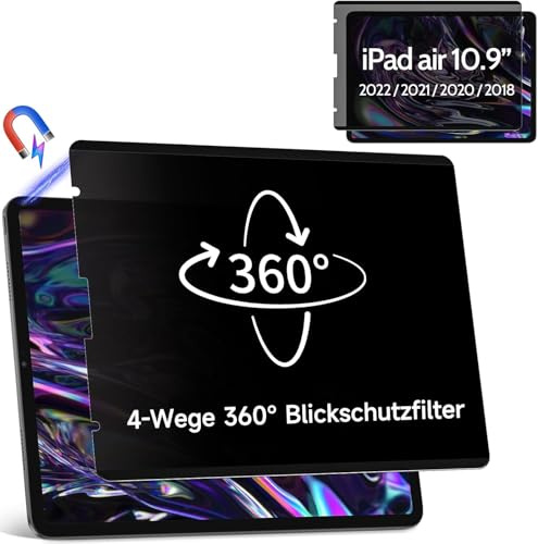 360° Magnetischer Blickschutzfilter Kompatibel Mit iPad Air 5.Generation 2022 &iPad Air 4 2020 10,9 Zoll &iPad Pro 11(2022-2018), Abnehmbar 4-Wege Anti Glare Blaulicht Privacy Screen Sichtschutz