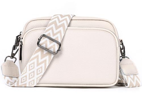 TANTOMI Umhängetasche Damen, Echtes Leder Klein Crossbody Bag Damen Handytasche zum Umhängen, Moderne Handtasche Taschen mit Breitem Schultergurt, Tasche Tägliches Arbeiten, Einkaufen, Reisen.