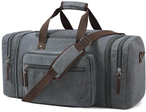 EKOROMIER 55L Borsa da Viaggio in Tela per Uomo – Borsone Weekend Espandibile – Bagaglio a Mano per Palestra, Viaggi Brevi e Voli