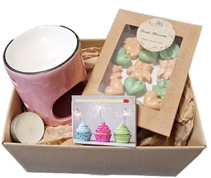 Geschenkset Duftmelt | Starter Set Geschenkbox Duftwachs | inkl. Duftlampe & Duftmelts (ROSA)