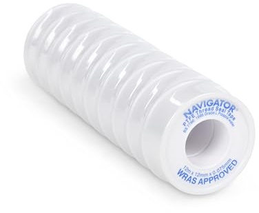 LavaTap Plumbers Tape Single and Bundles PTFE White Waterproof Leak Seal Tape 12 Metres WRAS Approved BS7786 Threadlock Tape PTFE Tape Plumbing (10)