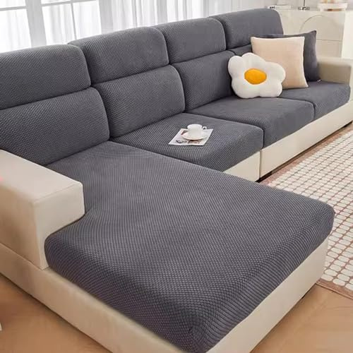 Elastischer Sofabezug Sofaschoner Bezug Verdickung Jacquard-Stoff Sofa-Bezug Kombinierter Sofabezug für L-Sofas (Farbe : Grau, Größe : 65-95cm x 165-200cm)