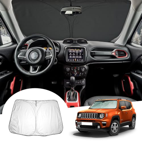 [Upgrade] GAFAT Compatibile con Jeep Renegade BU/Hybrid 2015-2025 2026 Parasole per Parabrezza interno, Accessori Renegade 2025 Parabrezza Protezione Solare, Raffreddamento, Protezione UV