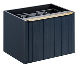 Muebles Slavic Armadietto da bagno sospeso sotto lavabo 2 cassetti organizer blu 80 cm, mobile da bagno moderno
