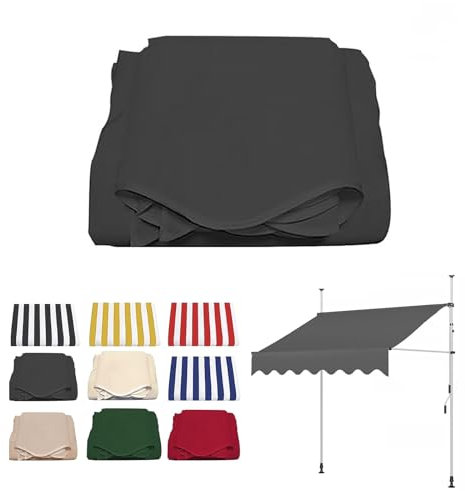 DJJYCTNM Handbuch Terrasse Markise Oberstoff Ersatz Einziehbar Terrasse Markise Pavillon Draussen Garten Sonnenschutz Überdachung 180g 100% Polyester Wasserdicht Leinwand (Color : Gray, Size : 400cm
