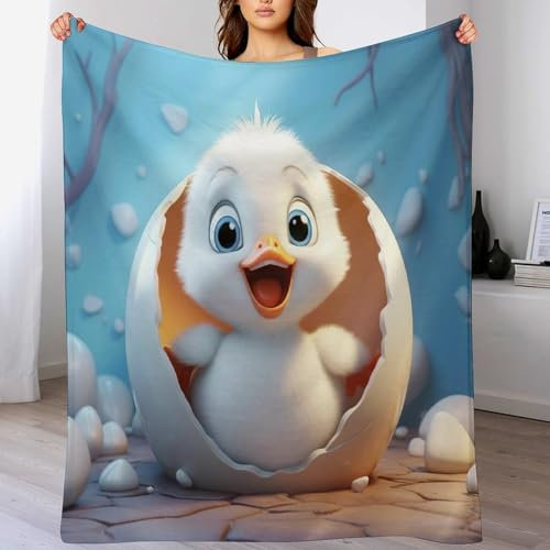 PAZZK Süße Ente Decke,Vier Jahreszeiten Weich Wohndecke Decke Schlafdecke Sofadecke Plüschdecke Pelzdecke Printdesign Couchdecke Flannel Bett Decke（180×200cm）