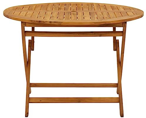 HETFTJN Table de tente à bière, table de camping, table de pique-nique, table de jardin pliable, 110 cm, bois massif d'acacia pour salle à manger, salon, extérieur, jardin