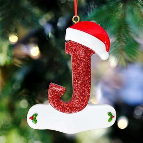 TOPWAYS 26 Buchstaben Weihnachtsbaum Hängende Anhänger Weihnachtsbaumschmuck Weihnachtsbaum Anhänger Personalisierte DIY Weihnachtsschmuck Hängende Xmas Alphabet Buchstaben für Weihnachtsbaum (J)