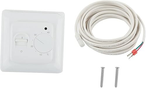 Manual Underfloor Heating Thermostat 220V 16A, Electric Underfloor Heating Controller Mechanical Room Thermostat with Floor Sensor Probe, for Most Electric Underfloor Heating Systems