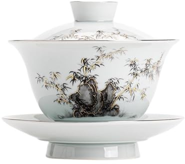 XGTEAHHC 200 ml fait main bleu et blanc Gaiwan Jingdezhen paysage Sancai élégant soupière à thé couvercle bol de cérémonie de thé