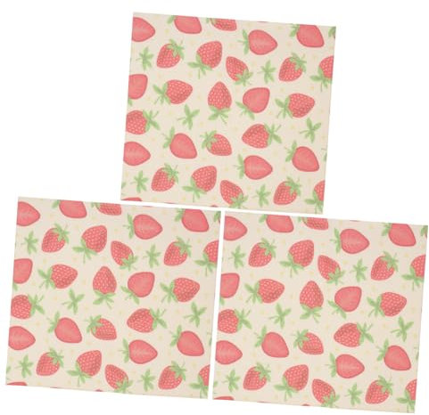 ABOOFAN 3pcs Beeswax Wraps Reusable Food Wraps Bee's Wax Paper for Baking Food Storage Strawberry Pattern