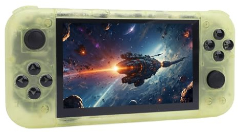 Consola de Juego de Mano RG50XX Retro, Emulador de Juegos Portátiles de 5 Pulgadas IPS 800X480 con una Tarjeta de 128 GB para Juegos 3D 2D, Admite Salida de TV de Interfaz (Yellow)