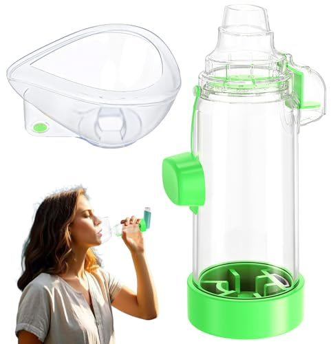 Easy-to-Use Inhaler Spacers for Kids & Adults - Metered Dose Inhalers; RTC 21-A; OTC MDI Compatible, Lightweight & Travel-Friendly Nessi Spacer OTC (Green, Adult)