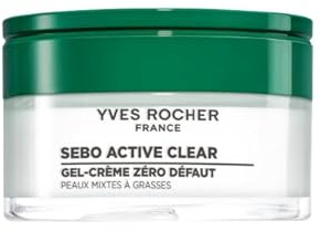 Yves Rocher SEBO ACTIVE CLEAR Crema en Gel Cero Imperfecciones Matificante – Reduce Poros & Matifica – 91% Ingredientes Naturales – Crema Facial para Piel Grasa – 50ml