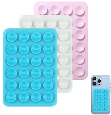 3 Pcs Suction Phone Holder Sticky Case for Wall | Silicone Suction Multipurpose Sticky Grip Phone Holder for Wall, Shower, Car