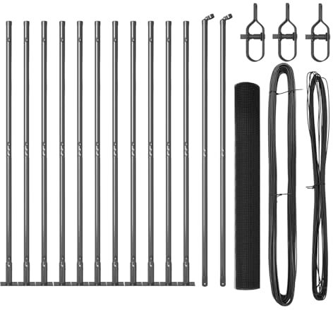 vidaXL geschweißter Drahtzaun mit 13 Flanschpfosten grau 0.8X25 m Stahl für Außentrennung und Schutz Zaun Garten langlebig Metall schwere Aufgabe gesichert Hof UV-beständig industrieller Stil