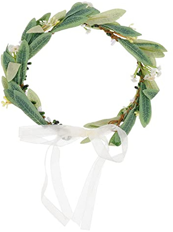 HAMPPLIES Blumenhaarreif aus Leichtem Gewebe mit Künstlichen Olivenblättern Bequemer Haarschmuck für Braut für Fotoshootings und Karneval