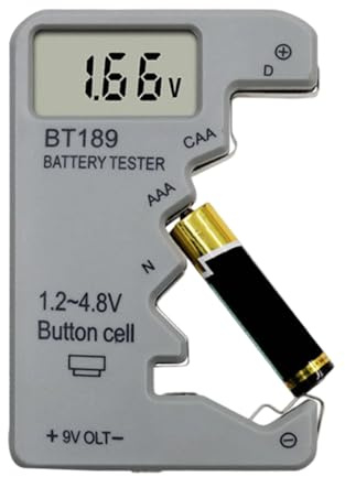 Batterietester | Batteriestandsanalysator | tragbares Energiemessgerät mit LED-Anzeige und Präzision für Hörgeräte, Heimuhren Drucker