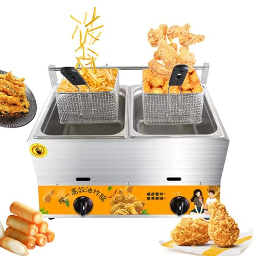 Friggitrice commerciale con cestello e copertura, friggitrice da banco in acciaio inossidabile per ristorante e uso domestico
