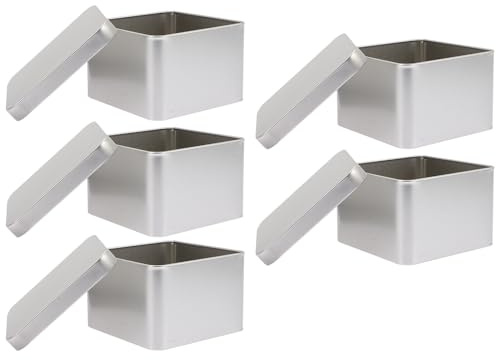 Mikikit Set 5 Contenitori in Latta Argento per Tè e Caffè, Scatole Sigillate Riutilizzabili in Lamiera, Design Creativo e Semplice per Uso in Cucina e Casa