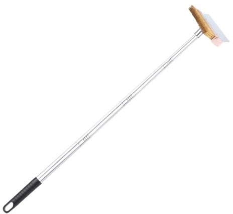 MotiveTech Cepillo para Horno de Pizza de Acero Inoxidable con Mango Largo, Cepillo para Parrilla de Cobre, Herramienta de Limpieza para Horno Comercial, Fregado, 1,6 m