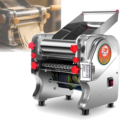 750W Automatico Macchina Per Pasta Acciaio Inossidabile Catering Sfogliatrice Elettrica Macchina, Grado Di Spessore Regolabile 0,1-20mm, Per Fettuccine, Tagliolini, Spaghetti(200-Kneading type)
