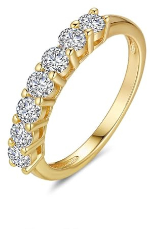 Ayoiow Ringe 585 Gelbgold für Damen, 0.7ct Moissanit Ewigkeit Vorsteckring Gelbgold 585 für Sie, 14 Karat Gelbgold Größe 53 (16.9)