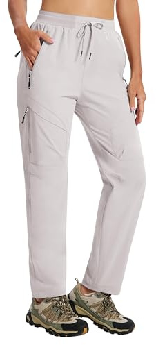 AIRIKE Pantalones Trekking Mujer Pantalones de Senderismo Impermeables Pantalon Cargo Elasticos Verano Pantalones de Trabajo con Bolsillos Cargo Ligeros al Aire Libre