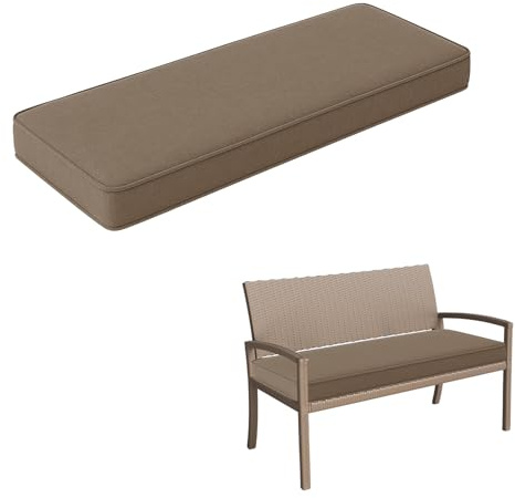 Genérico Cojines para Banco de Lino para jardín y terraza, cojin Banco Exterior con Espuma 50D, Base Antideslizante y Cintas, Funda con Cremallera y Doble Ribete,Black Coffee,180X60X5cm