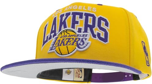 Mitchell & Ness Team Arch Basecap med snapback-stängning – NBA/Hardwood Classics, Los Angeles Lakers (gul/lila), one size