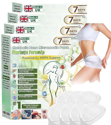 Paquete de 4 parches para pérdida de peso, parche avanzado Moringa 10 en 1, parches adelgazantes para pérdida de peso, cuidado suave para el sistema metabólico, parche adelgazante calmante para