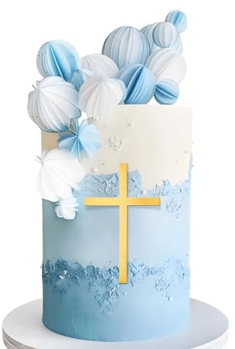 DOORIO 2Pcs Cross Cake Toppers Acrylic Gold Christening Cake Decoration