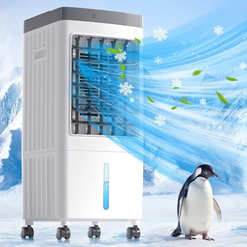 Lerat Aire acondicionado portátil para habitación, enfriador de pantano, unidad de aire acondicionado portátil con tanque de agua grande, enfriador de aire evaporativo sin ventana con 3 velocidades