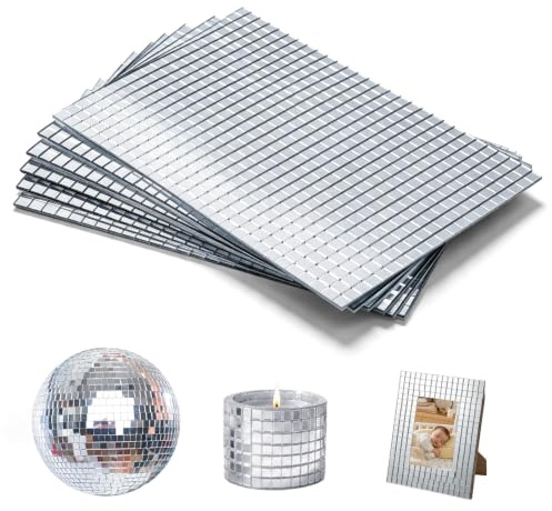 Mosaique Miroir Autocollant: 10800 Pièces Miroirs Carreaux de Mosaïque Autocollant en Verre, Carrelage Mosaique Mini Miroir à Coller pour Bricolage et Décoration Disco Party (5 x 5 mm)