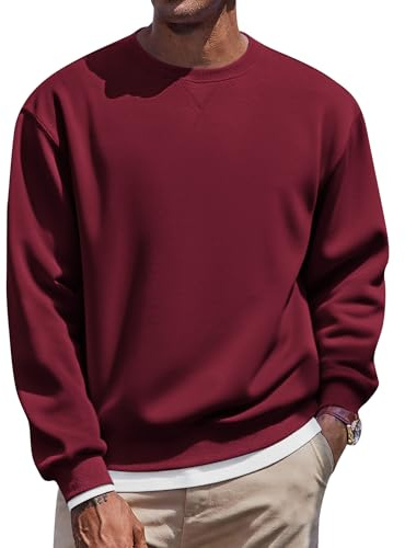 COOFANDY Men's Sweatshirts Crew Neck Fleece Jumper | Mens Fleece Crewneck Sweatshirts & Pullovers, Long Sleeve Round Neck Jumper, Sweater for Sports & Workwear, S-3XL
