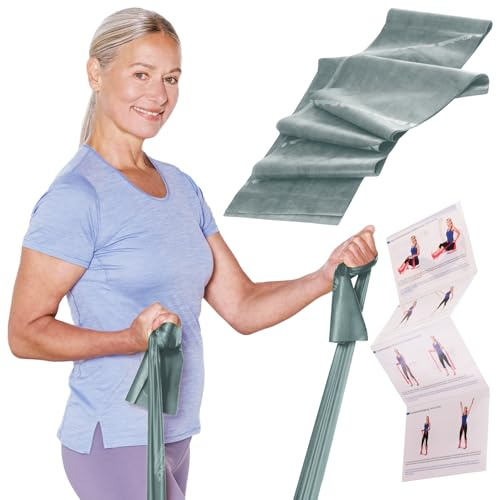 TheraBand 1,50m im PE Beutel mit Anleitung | Fitnessband | Gymnastikband | Stretchband für Ganzkörpertraining | Widerstandsband | Training Bands für Zuhause | Fitness Zubehör | 100% Naturlatex