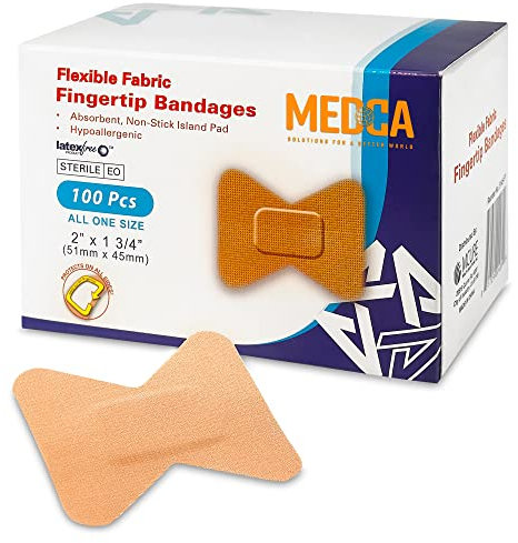 Flexible Pflaster Verbände – Biegbares Material, Selbsthaftende Fingerkuppenpflaster für die Pflege und Schutz von Wunden vor Infektionen (100er Packung)
