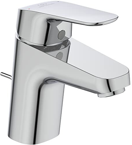 Ideal Standard – Ceraflex Waschtischarmatur, inklusive Metall-Ablaufgarnitur, mit FirmaFlow Kartusche und wassersparender CLICK-Technologie, Schnellmontagesystem Easy Fix, Chrom