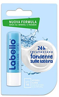 Labello Hydro Care im 4er Pack (4 x 4,8 g), Lippenpflege ohne Mineralöle für trockene Lippen, Lippenpflegestift mit LSF 15 und Sheabutter für pflegenden Lippenschutz
