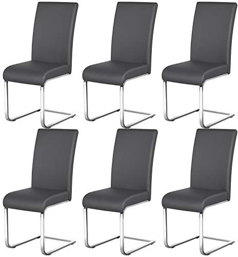 Yaheetech 6er Set Esszimmerstühle Wohnzimmerstuhl Küchenstuhl Schwingstuhl, Belastbarkeit 135 kg Grau