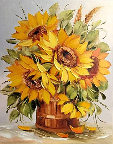 Diamond Painting Full Set, ABEUTY DIY 5D Diamant Painting Sonnenblume Pflanze Diamant Malerei Malen nach Zahlen Kreuzstich