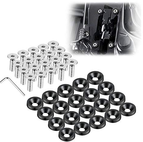 Enmoo 20 pezzi in alluminio billet parafango paraurti rondella bullone vano motore Dress Up kit di fissaggio targa decor bulloni bullone M6 accessori vite (Nero)
