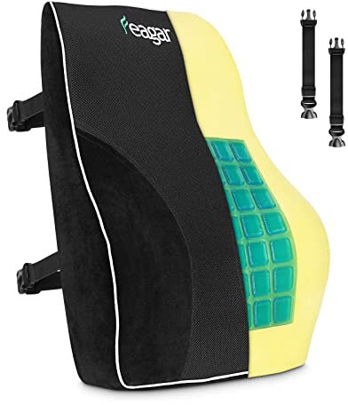 Feagar Gel Rückenkissen, Ergonomisches Lendenkissen aus Memory Foam, Rückenkissen für Bürostuhl, Lendenwirbelstütze Lordosenstütze Lendenwirbelkissen für Büro Auto Zuhause