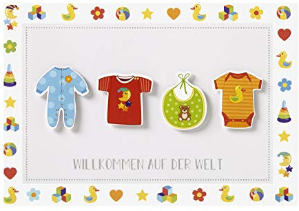 Perleberg Karte zur Geburt in 11,6 x 16,6 cm - Hochwertiges Geschenk zur Geburt für Mädchen & Junge - Geburtstagskarte Willkommen auf der Welt - Geburtskarte mit Umschlag - Glückwunschkarte