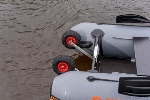 Ruote di varo per gommoni, Ruote per Motore fuoribordo Pieghevoli per gommone, Acciaio Inossidabile (Forma P Lunga 40 cm)