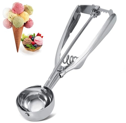 Cyrank Eisportionierer Edelstahl, Eislöffel Portionierer Edelstahl, Eisportionierer mit Auslöser, Teigportionierer Für Eiscreme, Plätzchen, Melonenkugeln, Cookie Scoop Mit Einfachem Auslöser