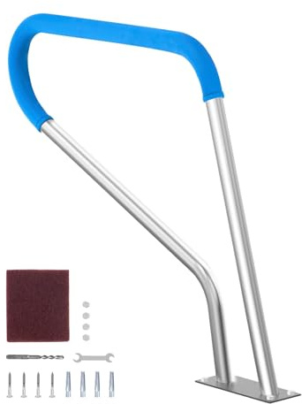 VEVOR Pool rostfritt stål 98,9 x 81,3 cm handtag båge 113 kg bärbar instegshjälp kurvdesign med handtag för pooler lutande lager spa vattenpark