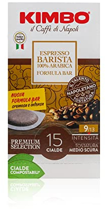 Kimbo Cialde Caffè Compostabili ESE - 120 Cialde - Espresso Barista 100% Arabica - 8 Confezioni da 15 Cialde