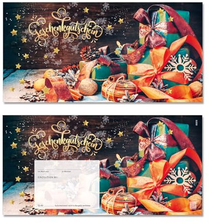 GESCHENKGUTSCHEINcom by POS-HAUER. 10 Gutscheine, blanko zum selber Ausfüllen. Für Weihnachten Weihnachtsfest. Mit Weihnachtsmotiv.