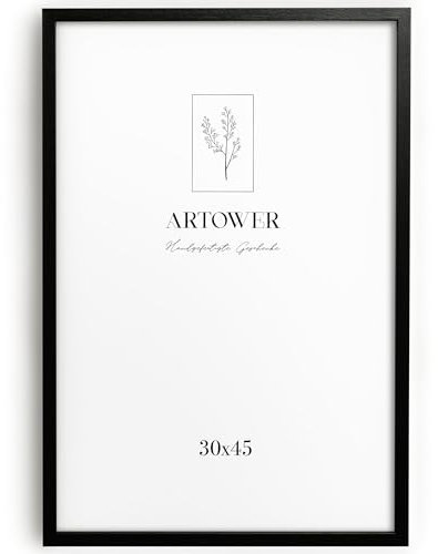 Artower® Bilderrahmen für 30 x 45 cm Schwarz Holz Dünner Rahmen | Posterrahmen Groß Vintage Collage | Picture Frame Black Wood 30x45cm | Holzbilderrahmen Poster Rahmen Echtholz